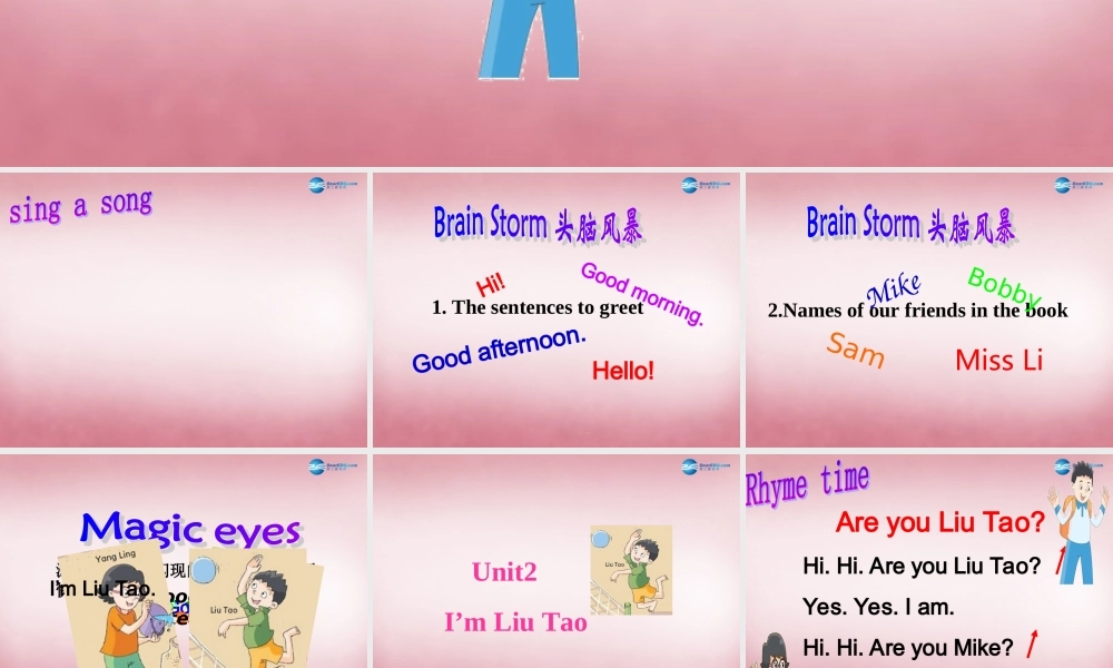 三年级英语上册 Unit2 I'm Liu Tao课件4 译林版