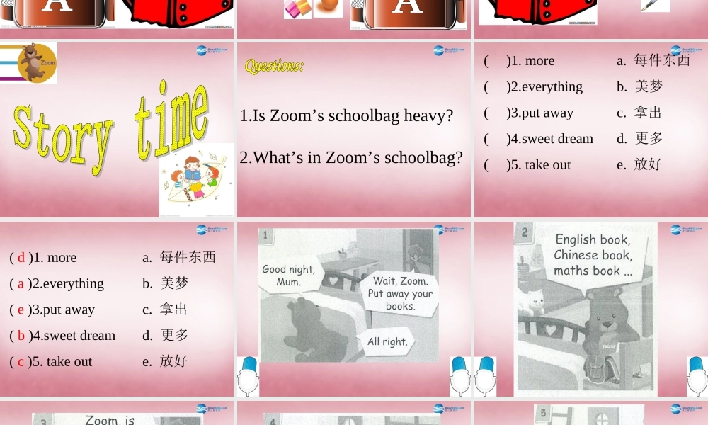 2014年秋四年级英语上册 Unit2 My Schoolbag （第六课时）课件 人教PEP