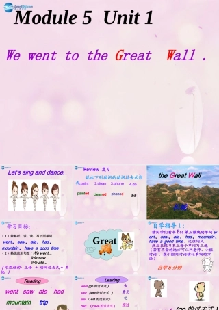 2014秋四年级英语上册 Module 5 Unit 1 We went to the Great Wall课件2 外研版（一起）