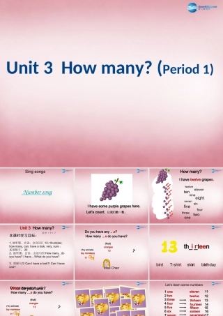 2014年秋四年级英语上册 Unit3 How many课件1 译林版