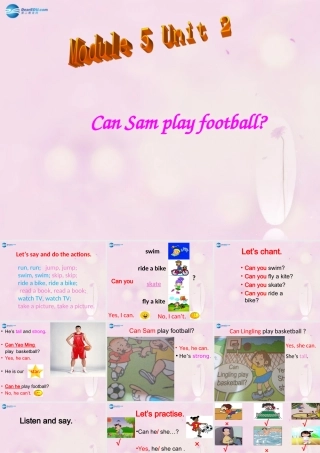 2014秋四年级英语上册 Module 5 Unit 2 Can Sam play football课件1 外研版（三起）