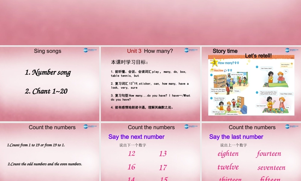 2014年秋四年级英语上册 Unit3 How many课件2 译林版