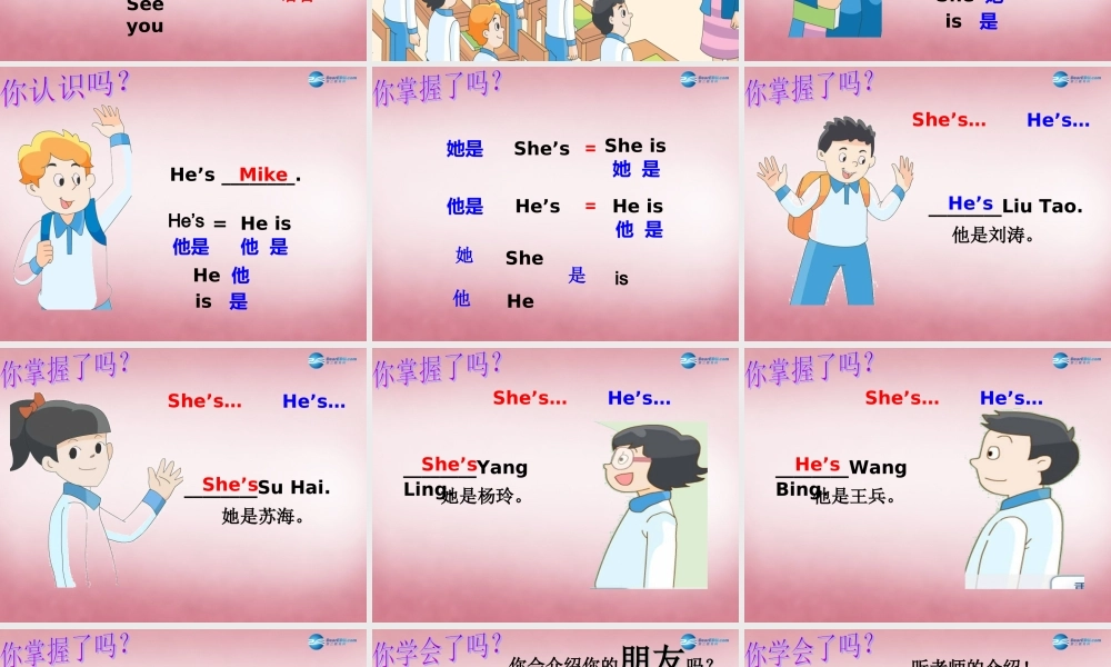 三年级英语上册 Unit3 My friends课件3 译林版