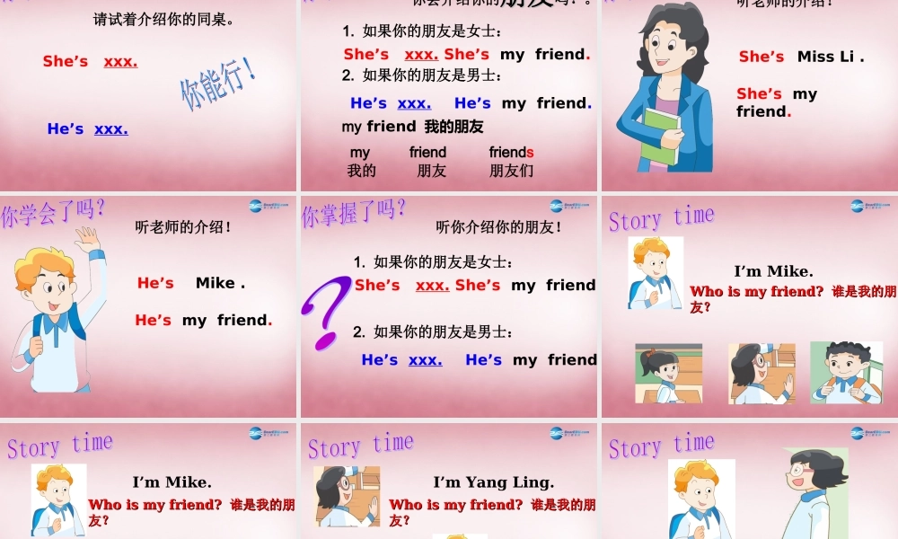 三年级英语上册 Unit3 My friends课件3 译林版