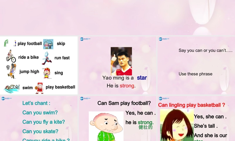 2014秋四年级英语上册 Module 5 Unit 2 Can Sam play football课件4 外研版（三起）