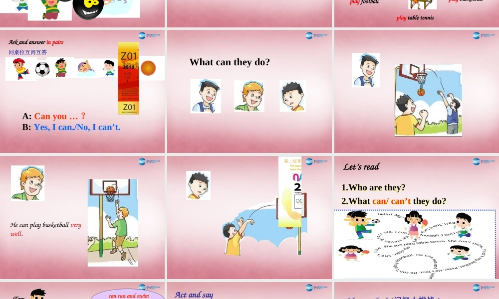 2014年秋四年级英语上册 Unit4 I can play basketball课件1 译林版