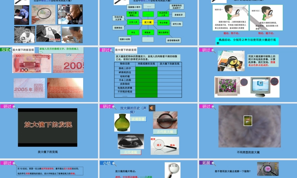 2020春六年级科学下册 第一单元 微小世界 1放大镜教学课件 教科版