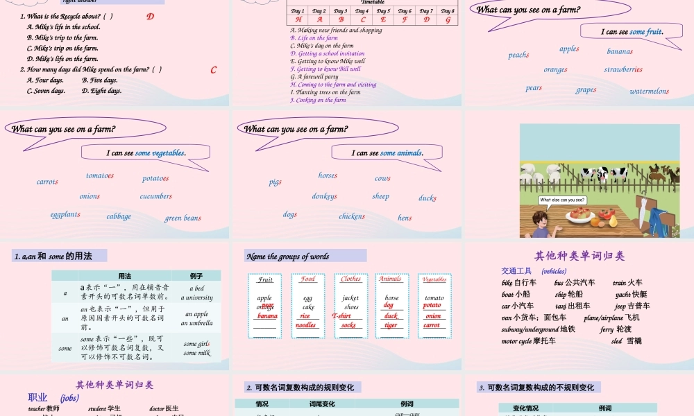 2020春六年级英语下册 Recycle Day 1 Day 2课件（含教学思路） 人教PEP版