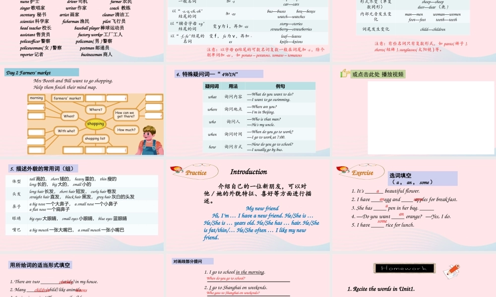 2020春六年级英语下册 Recycle Day 1 Day 2课件（含教学思路） 人教PEP版