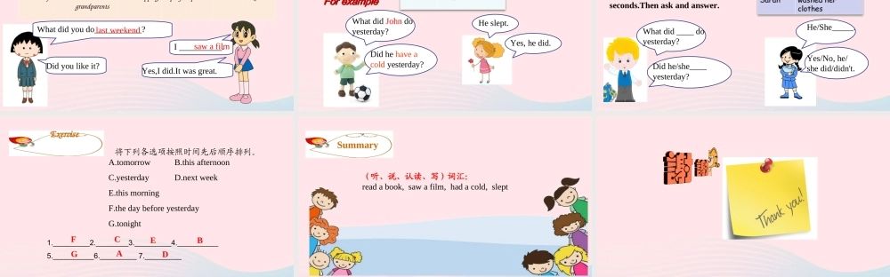 2020春六年级英语下册 Unit 2 Last weekend Part B Let's learn Look and talk课件+素材 人教PEP版