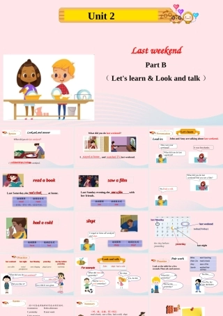 2020春六年级英语下册 Unit 2 Last weekend Part B Let's learn Look and talk课件+素材 人教PEP版