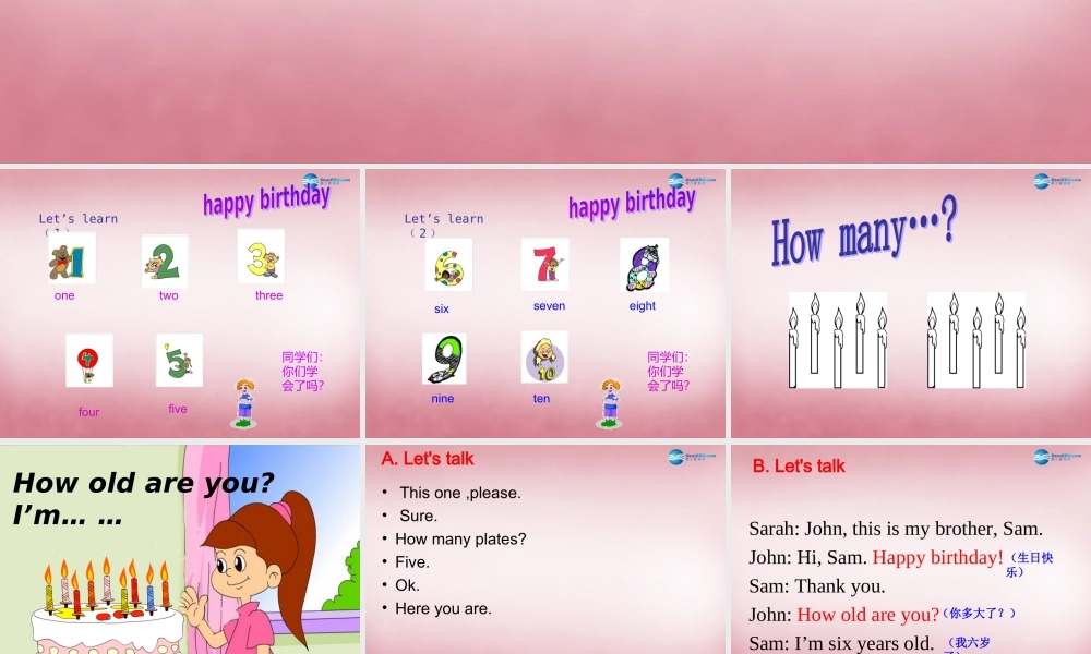 三年级英语上册 Unit6 Happy birthday课件1 人教PEP