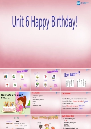 三年级英语上册 Unit6 Happy birthday课件1 人教PEP