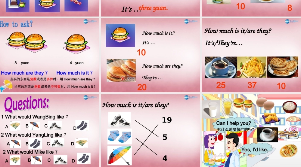 2014年秋四年级英语上册 Unit7 How much课件1 译林版