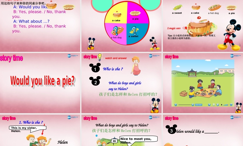 三年级英语上册 Unit7 Would you like a pie课件1 译林版