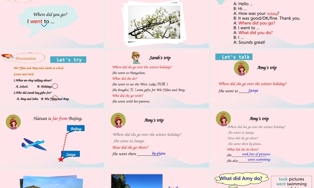 2020春六年级英语下册 Unit 3 Where did you go B Let's try Let's talk课件（含教学思路） 人教PEP版