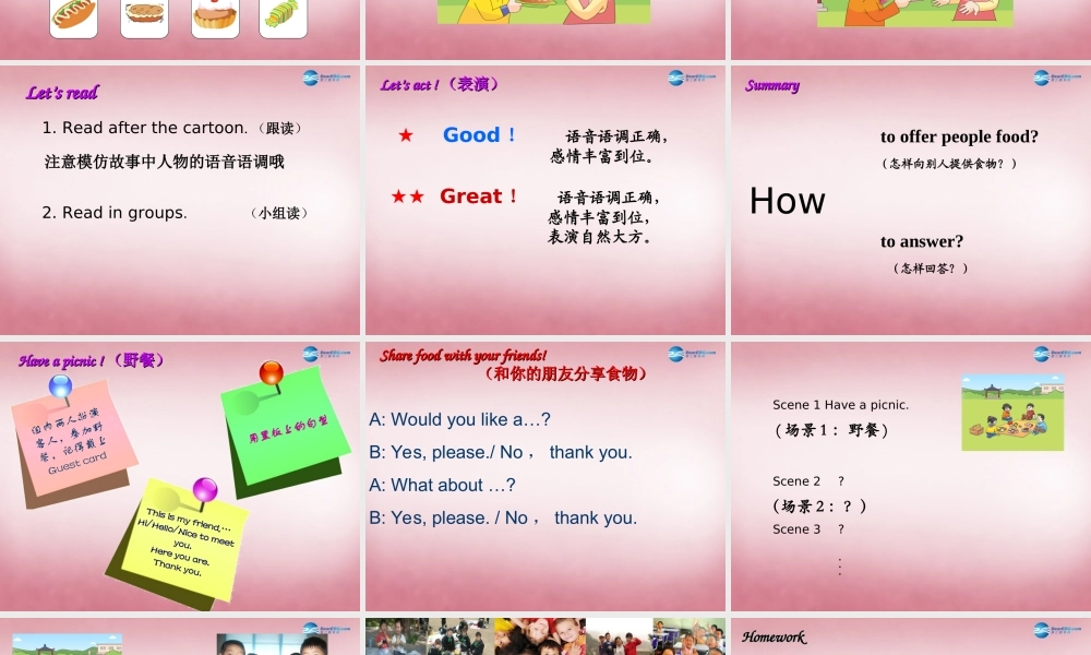 三年级英语上册 Unit7 Would you like a pie课件4 译林版