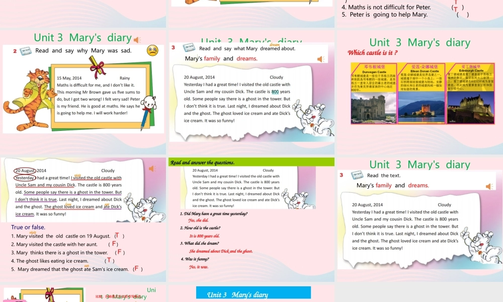 Unit 3  Mary's diary课件