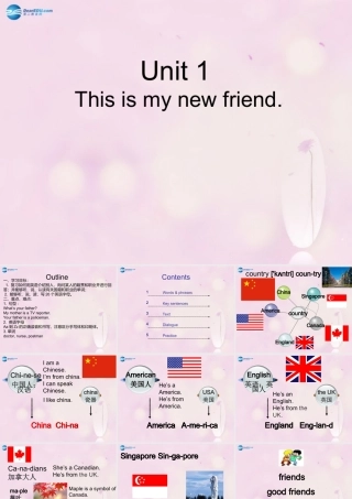 2014秋四年级英语上册 Unit 1 This is my new friend课件3 人教版（精通）