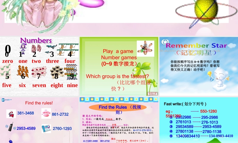 2014秋四年级英语上册 Unit 2 What’s your number课件2 人教版（精通）