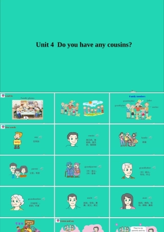 Unit 4 Do you have any cousins课件