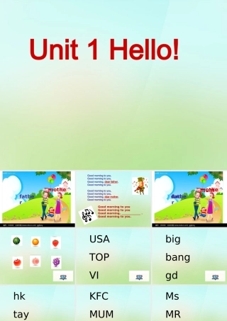 三年级英语上册《Module 1 Unit 1 Hello》课件3 广州版广州版小学三年级上册英语课件