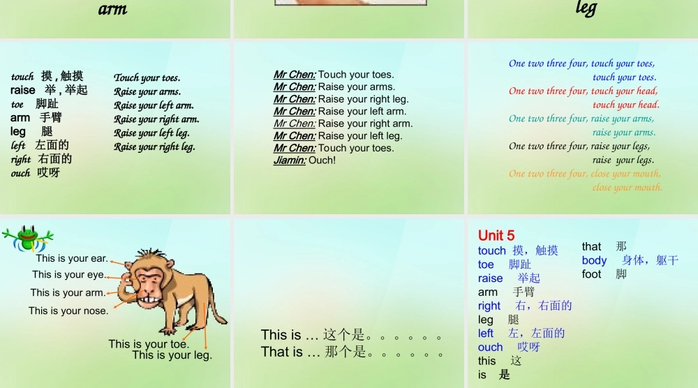 三年级英语上册《Module 2 Unit 5 Raise My Arms》课件 广州版广州版小学三年级上册英语课件