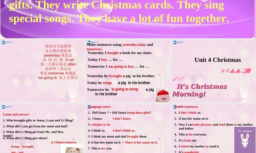 2014秋六年级英语上册 Lesson 30 It’s Christmas Morning!课件2 冀教版