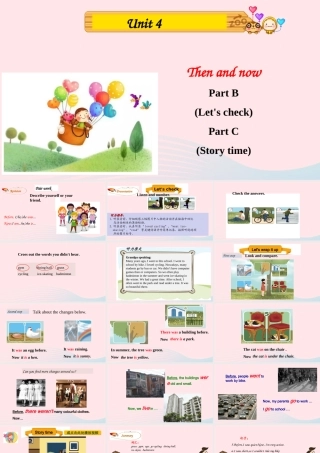 2020春六年级英语下册 Unit 4 Then and now Part B Let's check Part C Story time课件+素材 人教PEP版