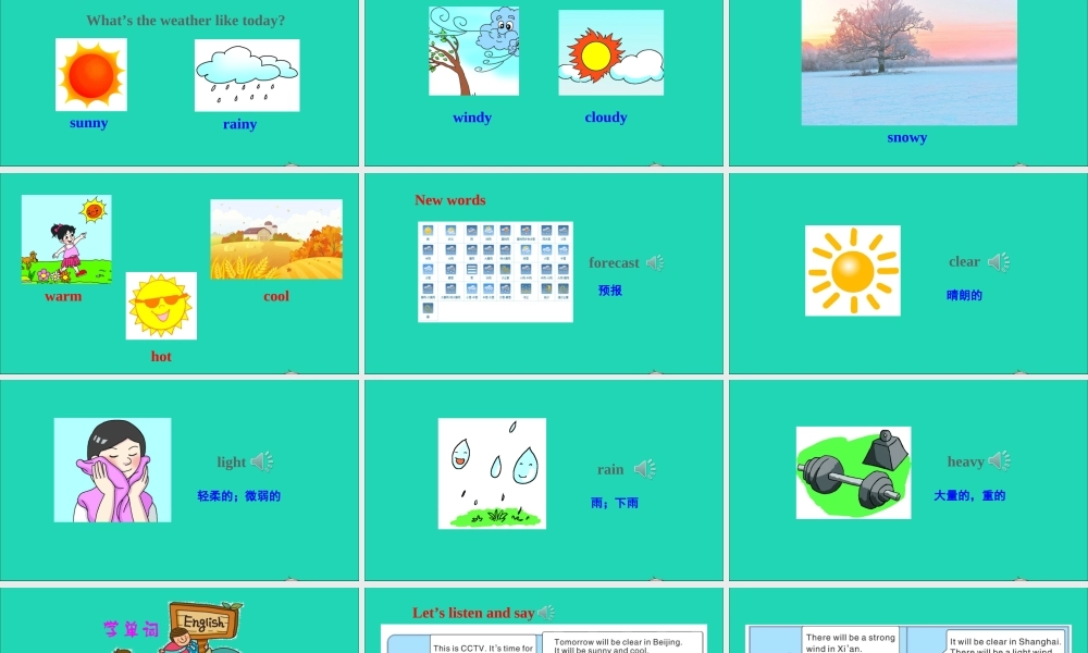 Unit 5  It will be sunny and cool tomorrow课件