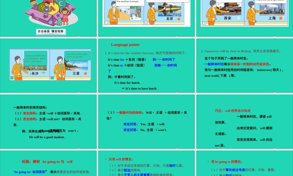 Unit 5  It will be sunny and cool tomorrow课件