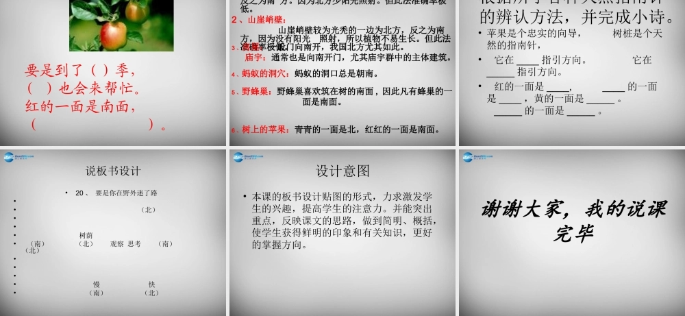 2015春二年级语文下册 第六单元《要是你在野外迷了路》说课稿 西师大版