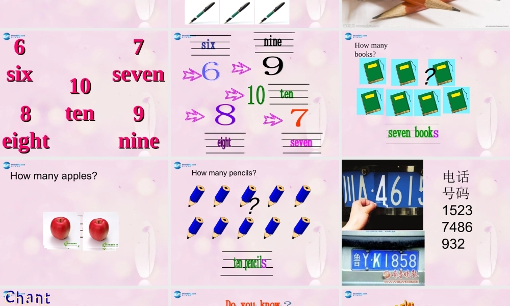 2014秋三年级英语上册 Lesson 6 Numbers 6-10课件 冀教版