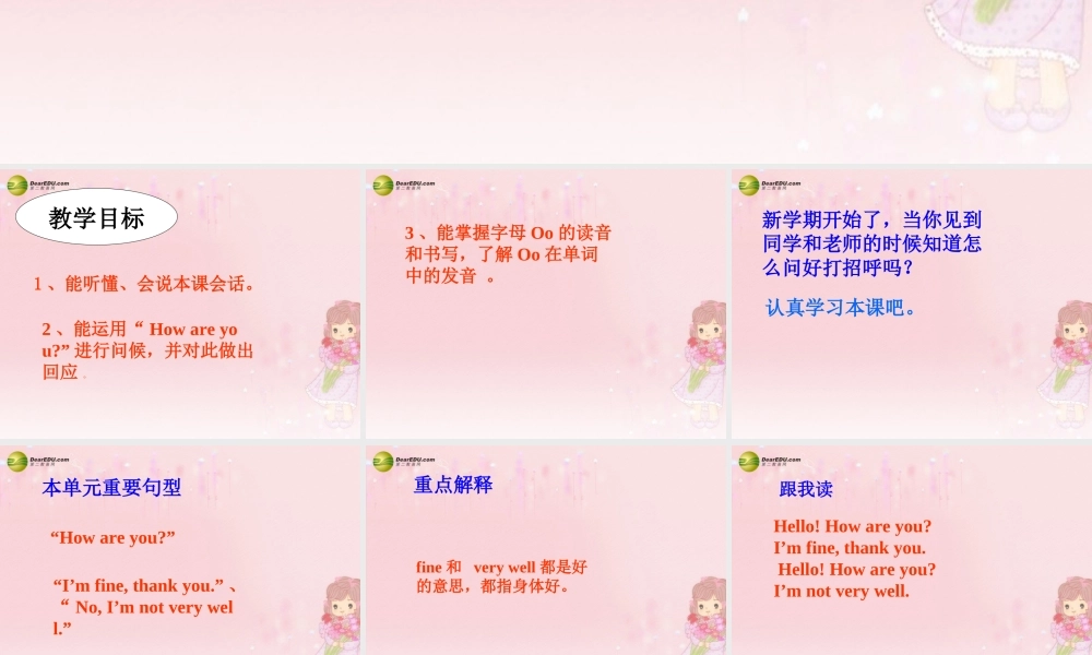 三年级英语下册 Unit1 How are you课件（2） 新版（湘少版）