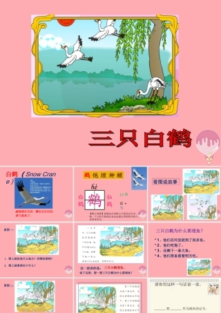 2017秋人教版语文二年级上册选读3《三只白鹤》ppt课件1