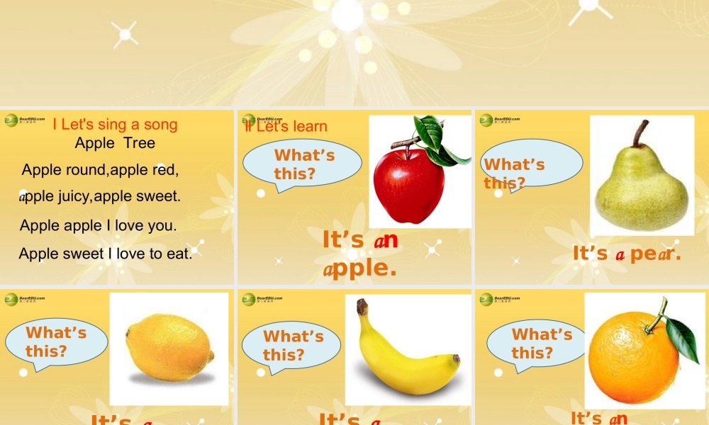 三年级英语下册 Unit7 Is this an orange课件 新版（湘少版）