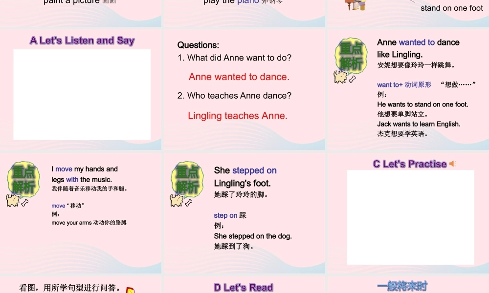 2020春六年级英语下册 Unit 6 Anne wanted to dance课件+素材 湘少版