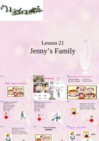 2014秋三年级英语上册 Lesson 21 Jenny’s Family课件1 冀教版