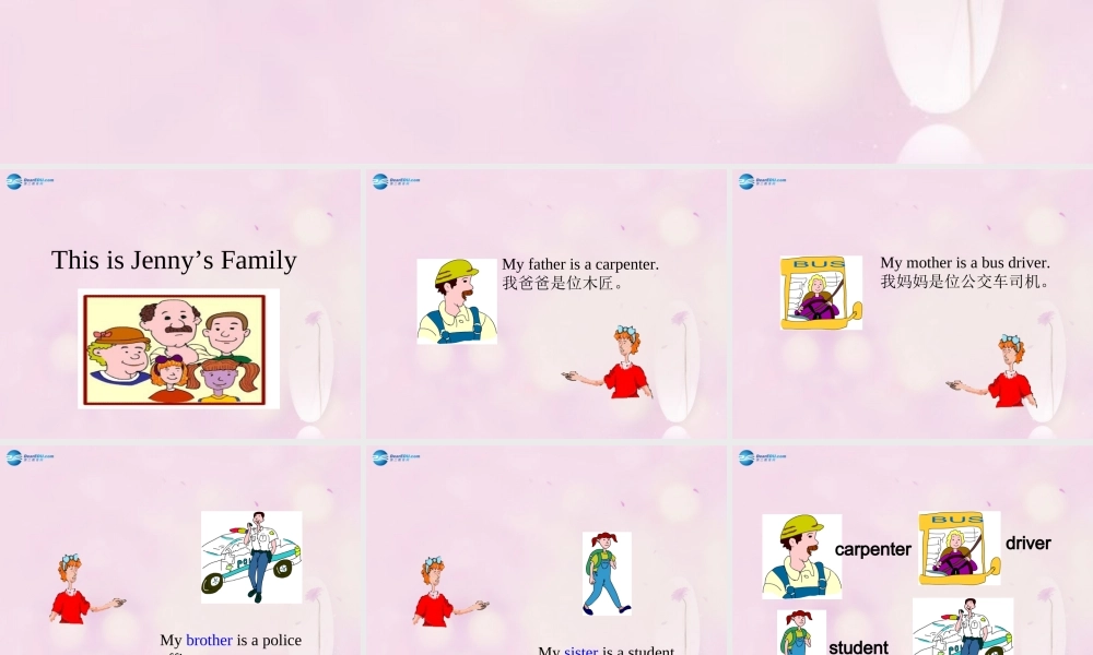 2014秋三年级英语上册 Lesson 21 Jenny’s Family课件2 冀教版