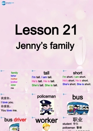 2014秋三年级英语上册 Lesson 21 Jenny’s Family课件3 冀教版