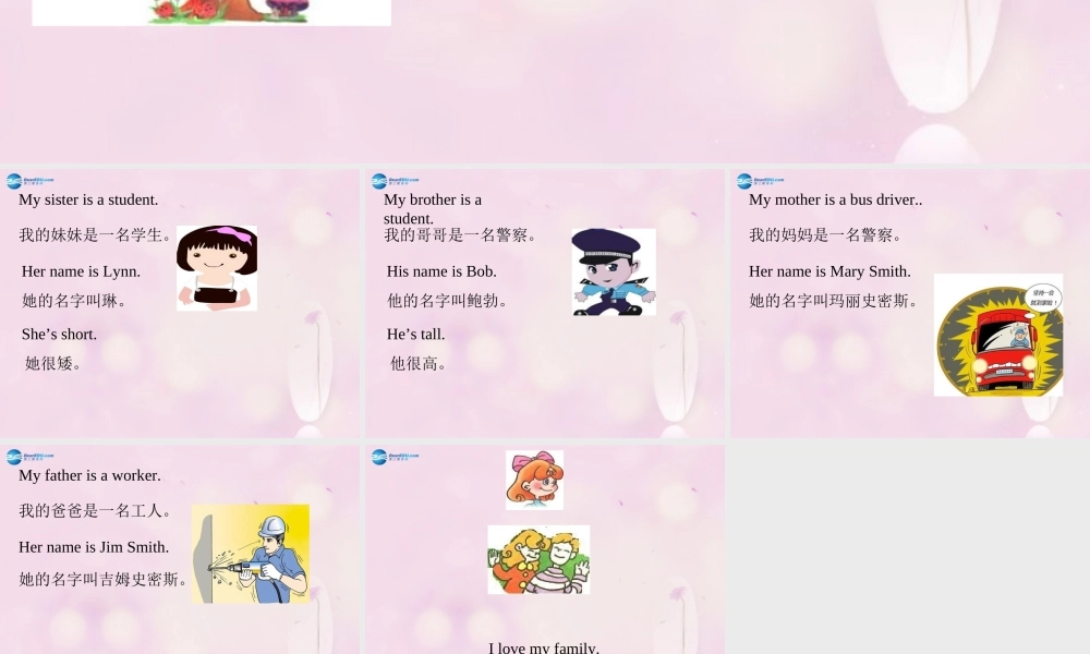 2014秋三年级英语上册 Lesson 21 Jenny’s Family课件4 冀教版