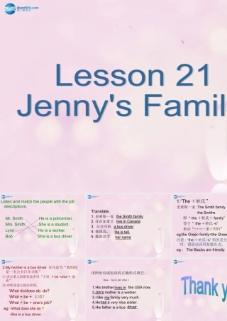 2014秋三年级英语上册 Lesson 21 Jenny’s Family课件5 冀教版