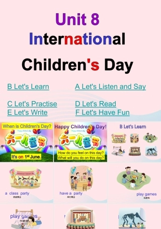 2020春六年级英语下册 Unit 8 International Children's Day课件+素材 湘少版