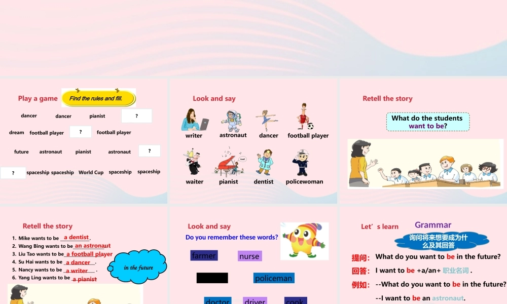 2020春六年级英语下册 Unit 8 Our dreams（Grammar time Fun time Sound time）课件+素材 （新版）牛津译林版