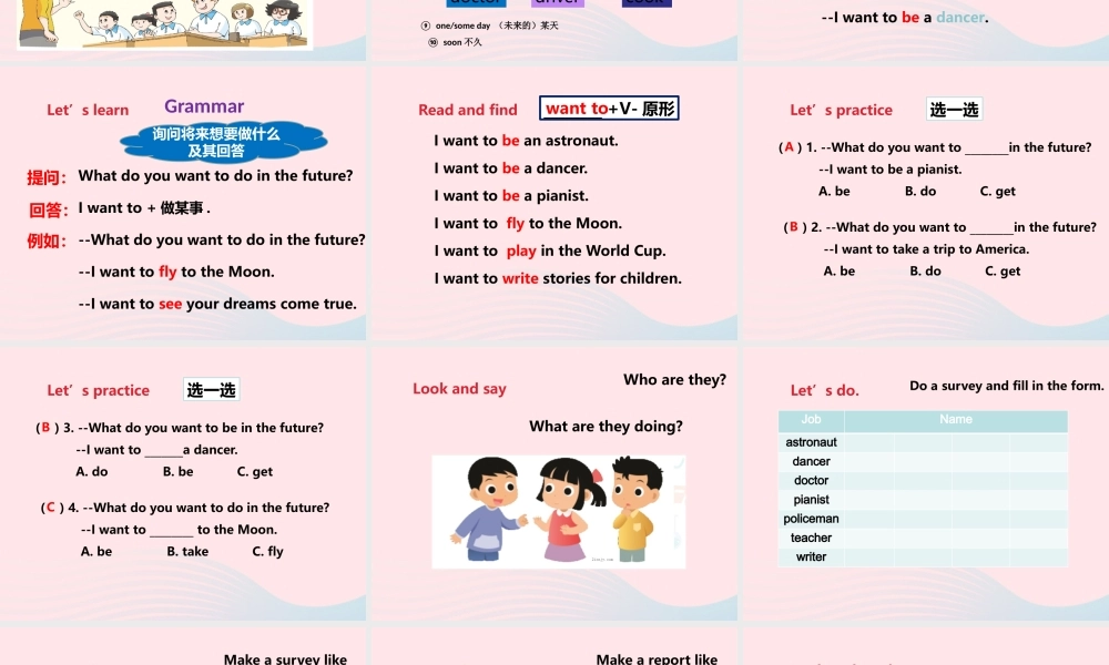 2020春六年级英语下册 Unit 8 Our dreams（Grammar time Fun time Sound time）课件+素材 （新版）牛津译林版