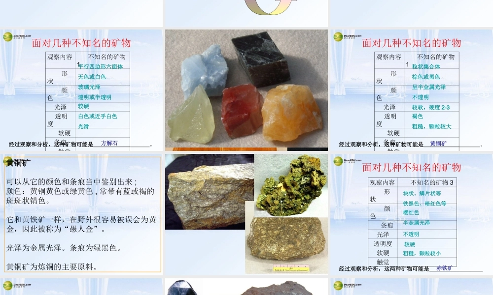 四年级科学下册 面对几种不知名矿物课件 教科版