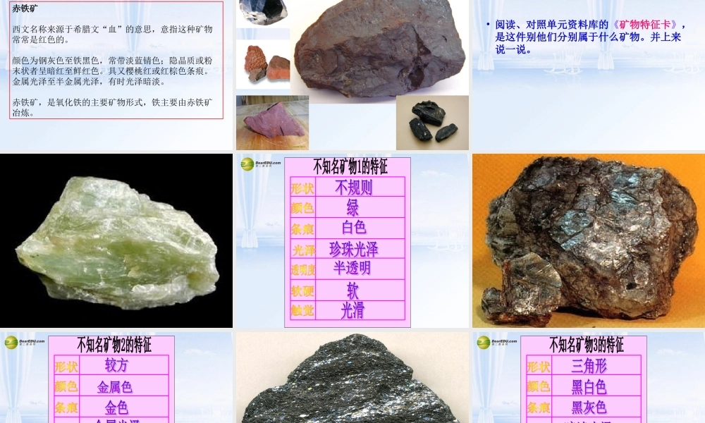 四年级科学下册 面对几种不知名矿物课件 教科版
