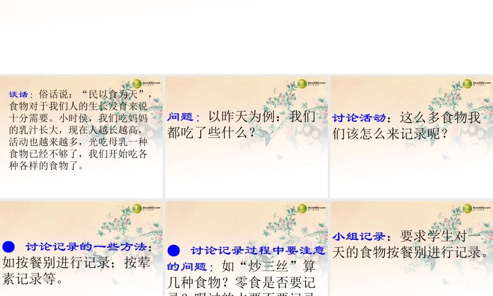 四年级科学下册 一天的食物课件（2） 教科版