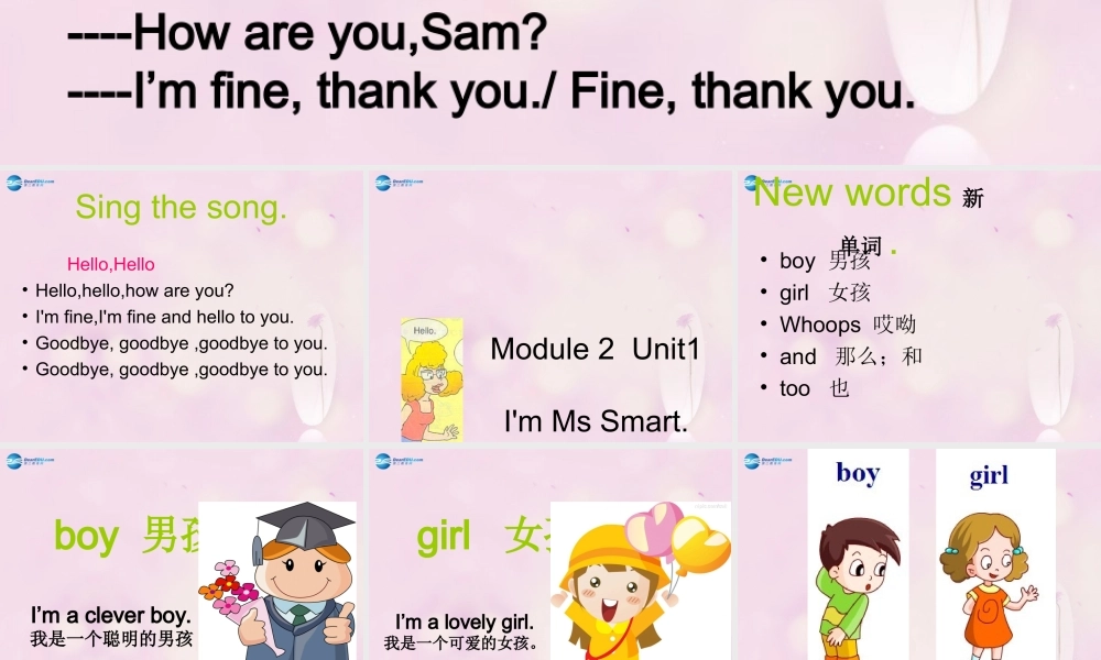 2014秋三年级英语上册 Module 2 Unit 1 I’m Ms Smart课件3 外研版（一起）