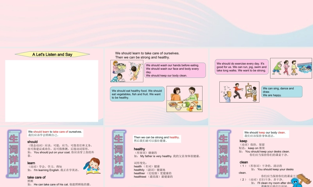 XS六英下Unit 3 We should learn to take care of ourselves课件